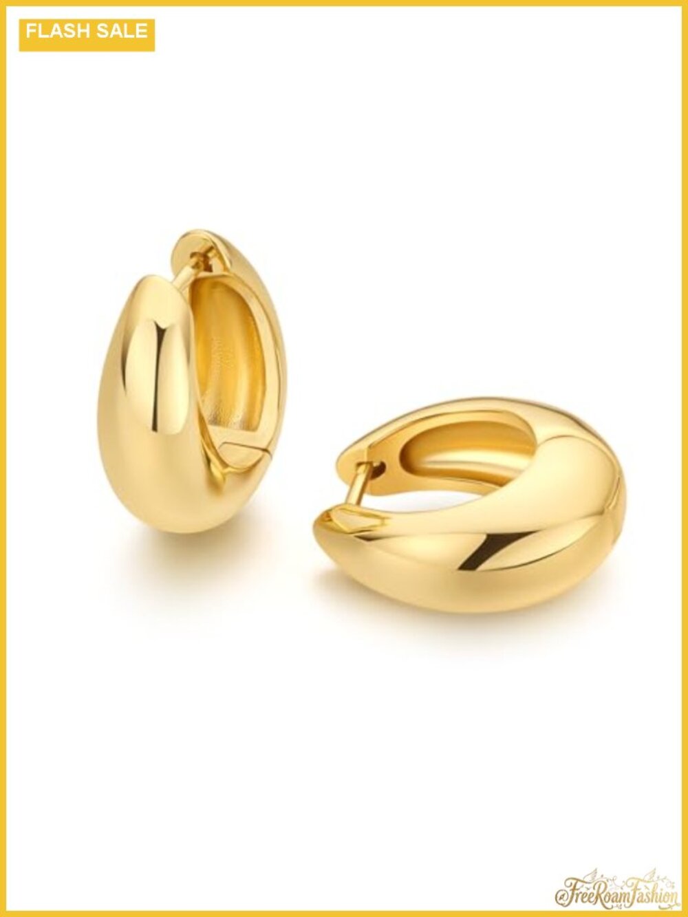 18K Gold Plated Huggie Hoop Earrings for Women, 925 Sterling Silver Post,